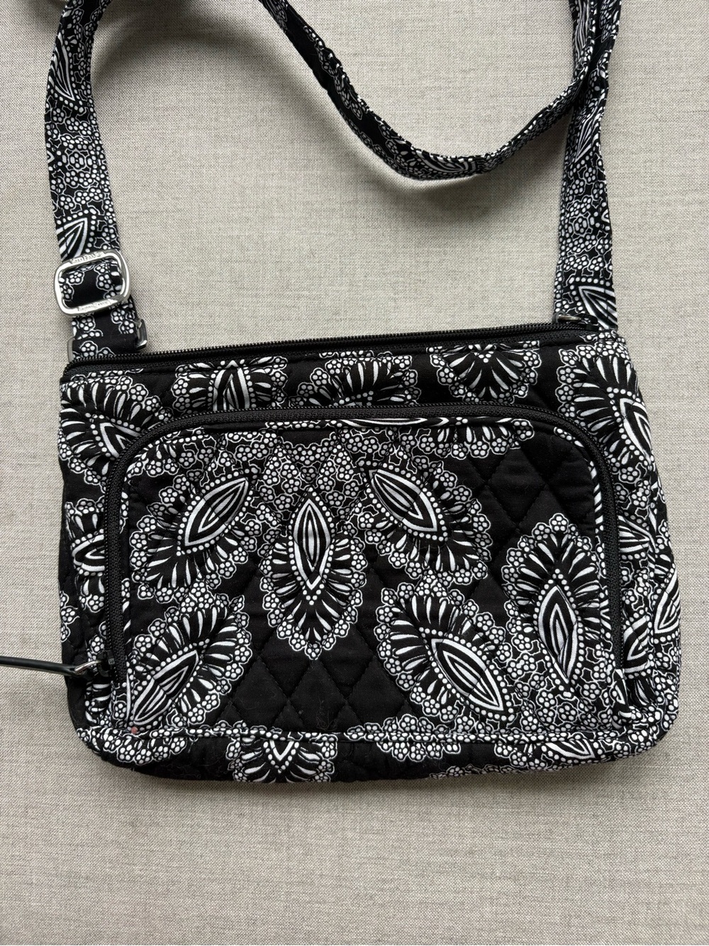 Vera Bradley Black & White Paisley Quilted Crossbody Bag